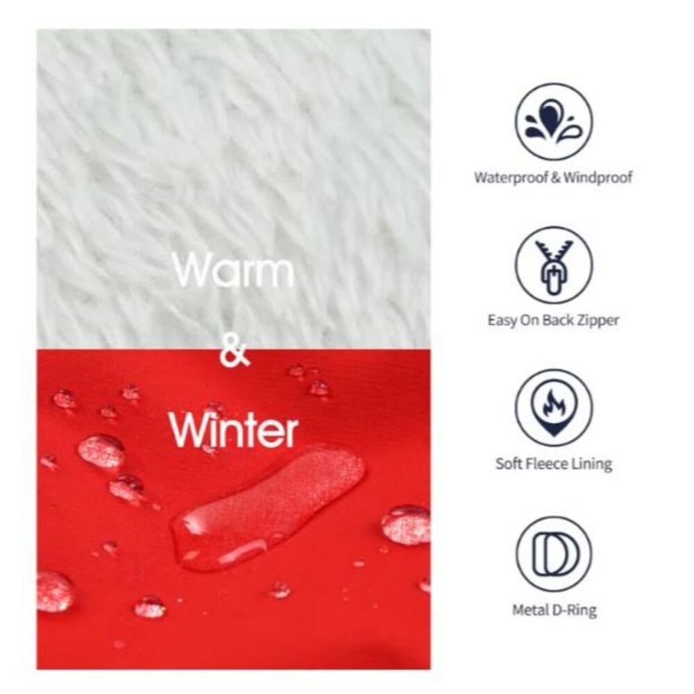 IECOii Winter Waterproof Dog Coat Red/Gray Size L - Picture 4 of 12